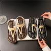 French Metal Toe Herringbone Sandals 2025 Summer New Beach Roman Shoes Comfortable Soft-soled Flat-soled Roman Sandals