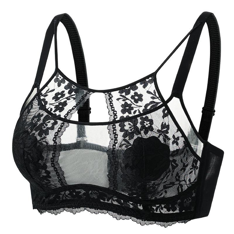 Thin and Sexy Bra Women's Mesh Underwear Women's Breast Retraction Anti-sagging Sexy Lace Bra Push Up Bra