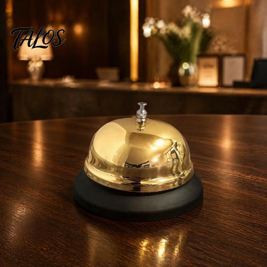 Desktop Reception Bell Stainless Steel Service Bell, Kitchen Call with Non Slip Base Restaurant Order for Restaurant, Loud Durable Metal Ding