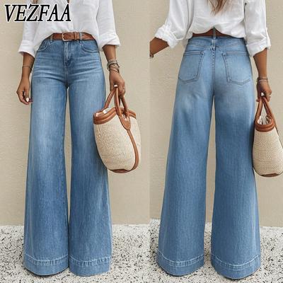 Frühling und Sommer Neuer Stil Vintage Gewaschene Weite Beine Lockere Schmale Hohe Taille Jeans für Damen