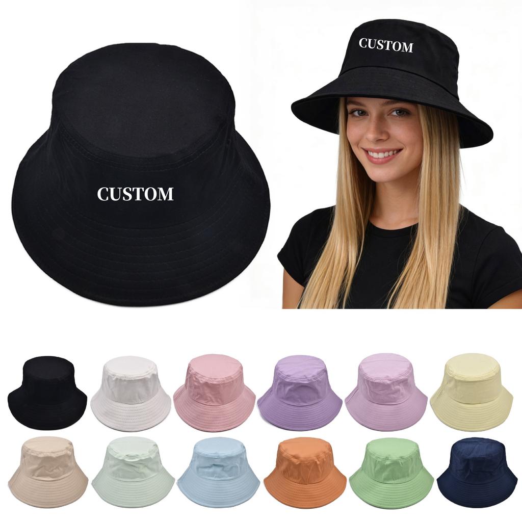 Custom Summer Foldable Bucket Hat Unisex Women Outdoor Sunscreen Hat Pure Color Fishing Hunting Cap Men Basin Chapeau Beach Cap