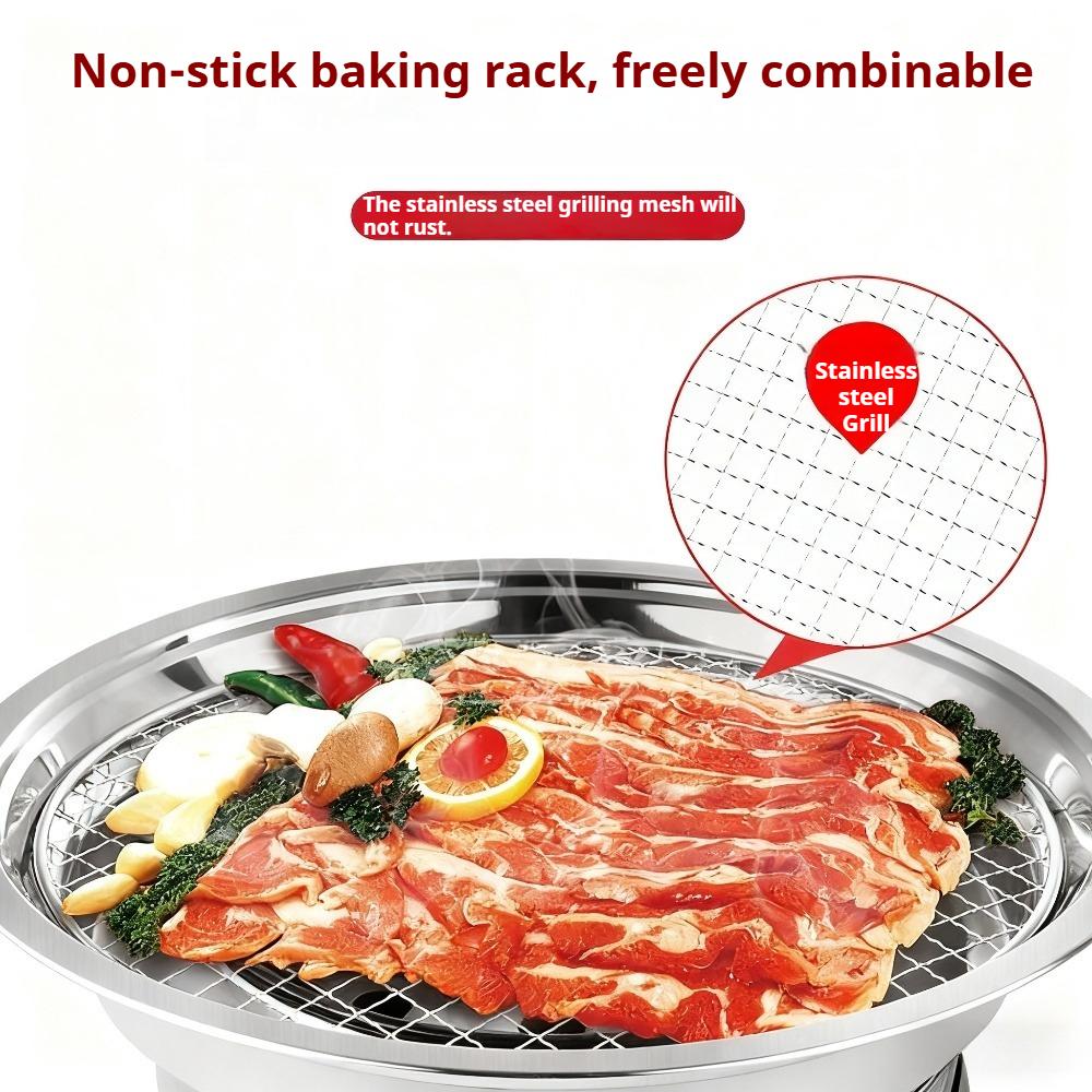 KOSUN Smokeless Charcoal Barbecue Pot BBQ Grill Nonstick Barbecue Machine Portable Outdoor Oicnic Stove Stainless Steel Thick