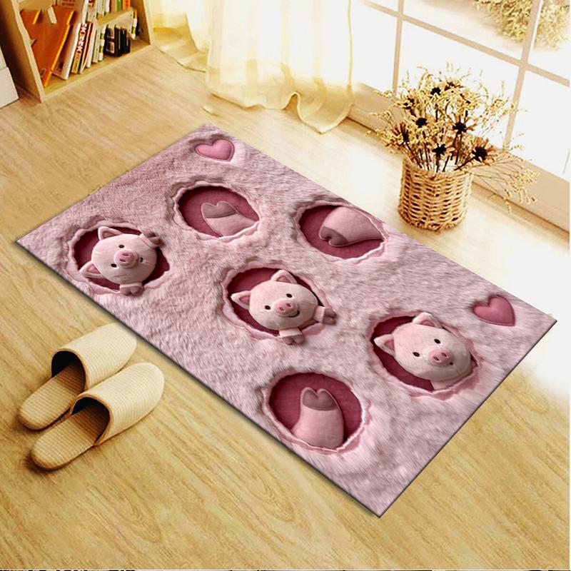 2D FLAT 2025 New Cute Pink Pig Carpet Rug for Living Room Bedroom Home Sofa Decoration,Kids Play Non-slip Floor Mat
