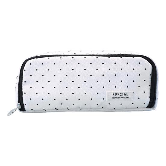 Large Pencil Case Canvas Makeup Bag with Zipper Multiple Compartments Pencil Pouch Lightweight Pencil Organizer