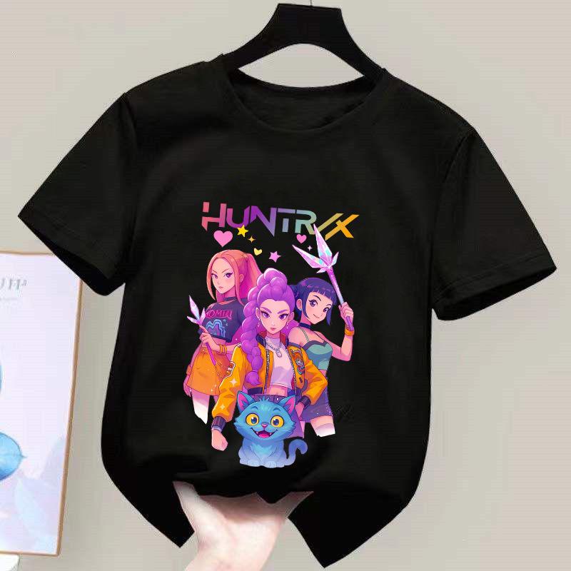 K-POP Demon Hunter Girl Group Unisex Cotton T-Shirt - Kids' Summer Short Sleeve Round Neck Top