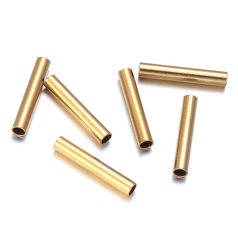 10Pcs Stainless Steel Straight Tube Gold Color Multi Size High Quality Tube For Bracelet Necklace Connector DIY Jewelry Making