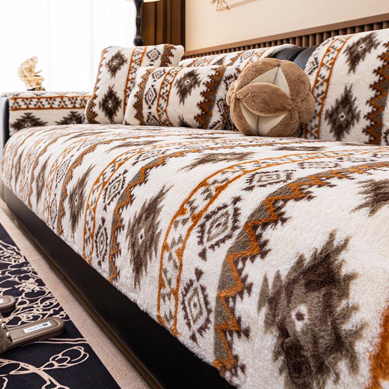 Bohemian Plush Sofa Cushion - Non-Slip, Winter-Ready, Thickened Cover 2025