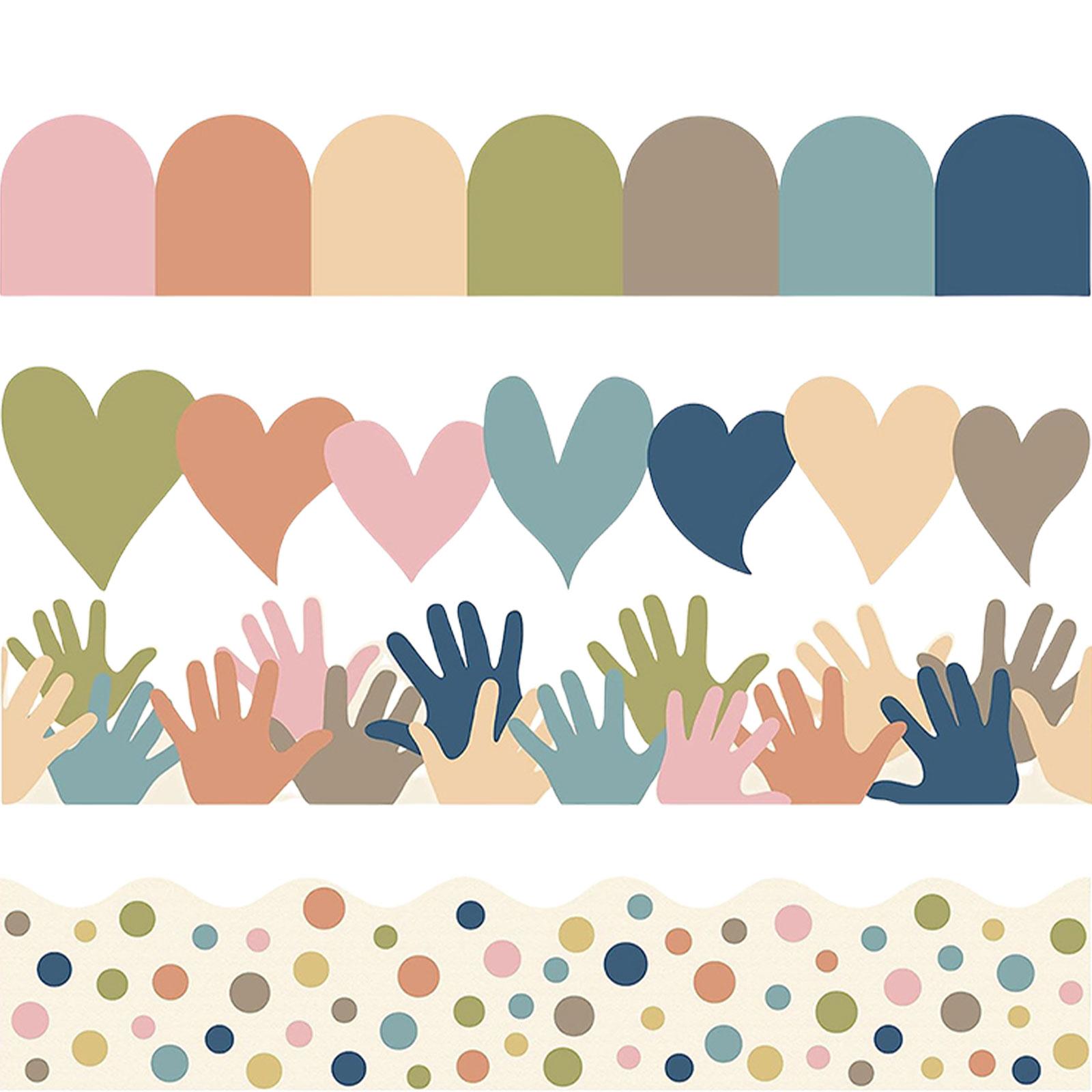 

80 шт., отделка для доски объявлений, сердце, цветные точки, отделка, настенные наклейки для классной доски, офиса, белой доски