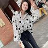 Retro Hong Kong Style Women's Print Blouse - 2025 Spring/Autumn Collection, Loose Fit, Lazy Style Shirt