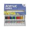 Set de peinture acrylique 12/24 Couleurs 12 Tubes avec Pinceaux pour Enfants Étudiants Œuvres d'Art Multi-Matériaux sur Verre Toile Papier