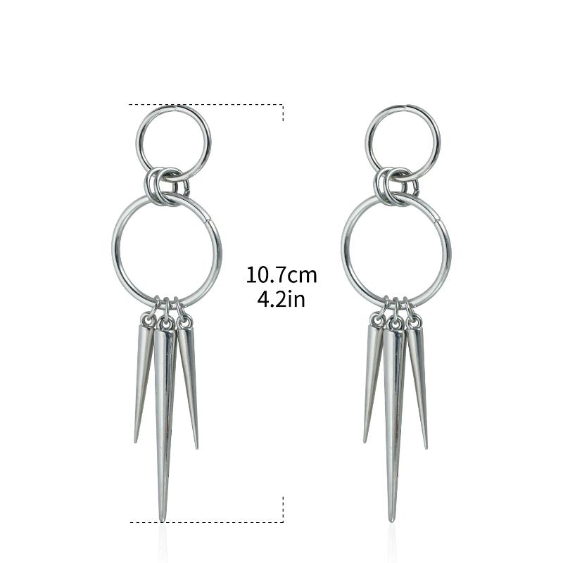 Punk Grunge Rock Rivet Chain Earrings Cool Handmade Geometric Necklace Goth Charm Jewelry Hip Hop Accessories Earrings