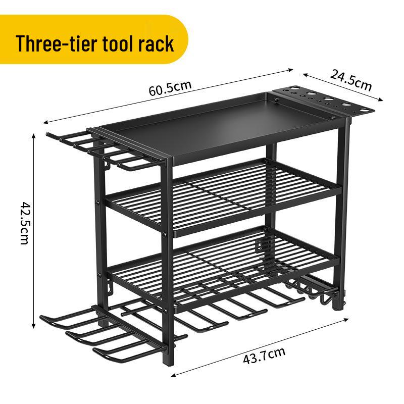 Premium Multi-Layer Wrought Iron Tool Rack for Drill Bits, Hammers, and Screwdrivers