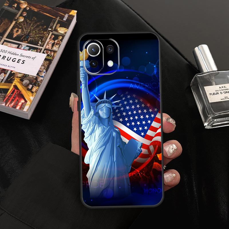 America Flag Statue of Liberty Case For Xiaomi 14T Pro 11T 12T 13T 13 14 15 Ultra POCO X7 Pro X3 X5 X6 M6 F5 F6 Pro Cover