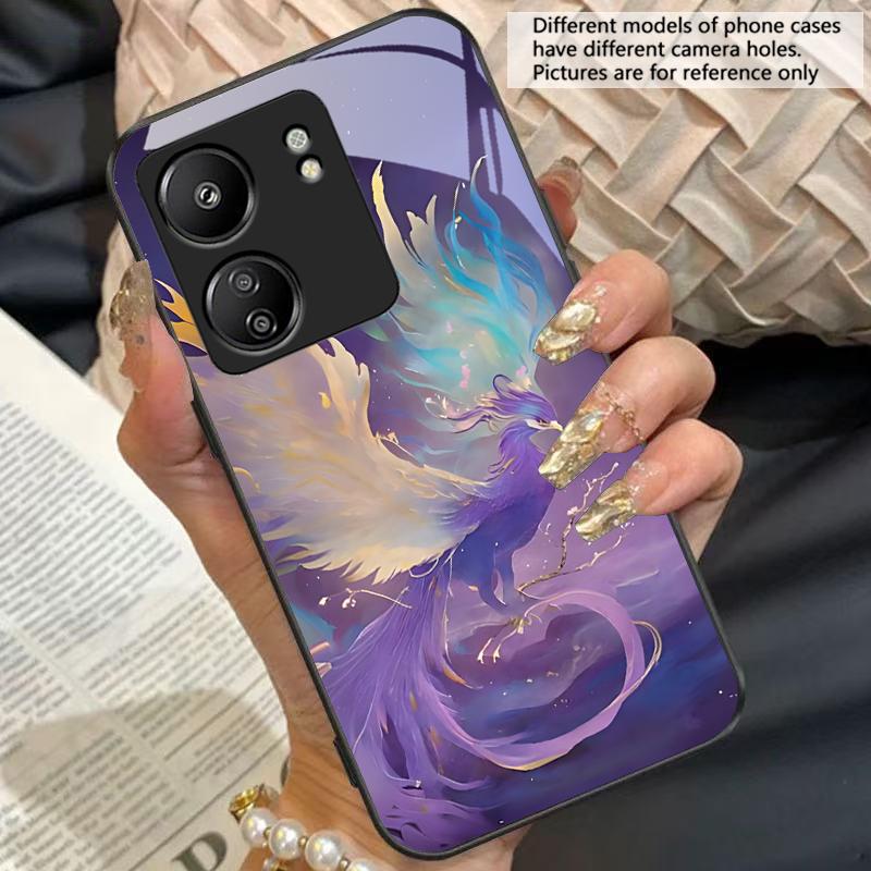 

Золотой Феникс Фиолетовый Для Xiaomi Redmi 13C Note13 12 Pro Plus 5G Note 9 13T Pro POCO X6 F5 F6 Черный чехол для телефона из закаленного стекла For Redmi 9A