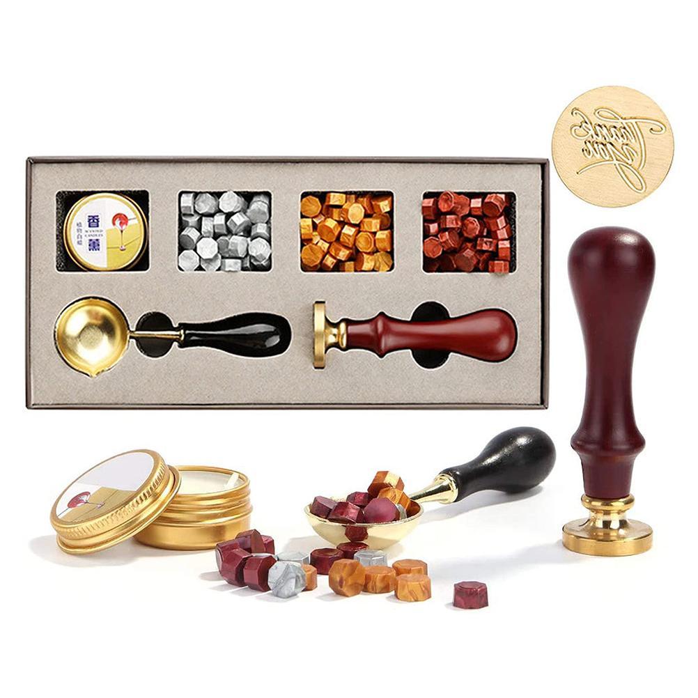 Sealing Stamps Sealing Wax Kit Wedding Invitation Decorative Wax Dipping Pot Set Stamping Plates Packaging Craft
