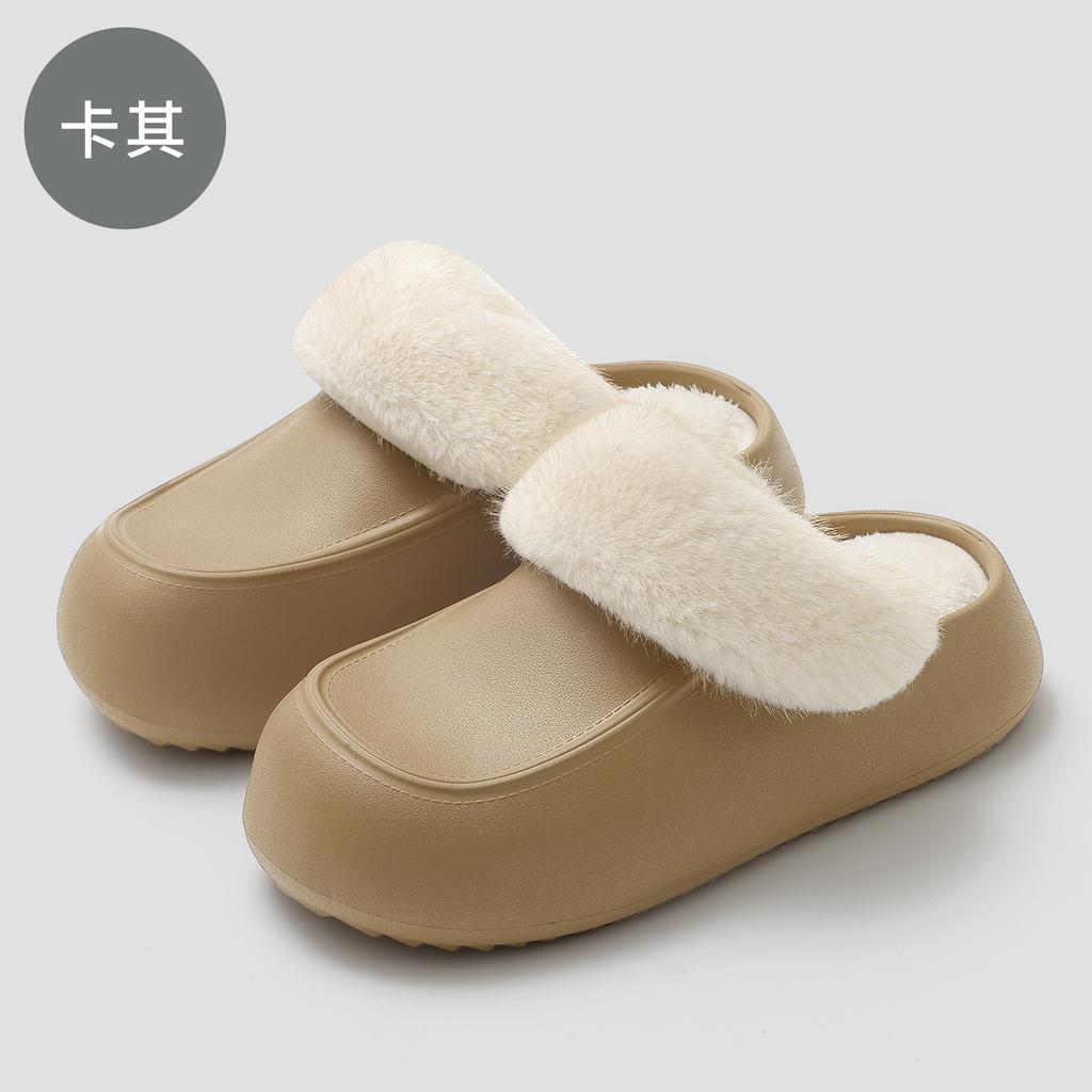 Waterproof cotton slippers, half a pack in autumn and winter, and home indoor warmth, velvet, non-slip and windproof cotton towers.
