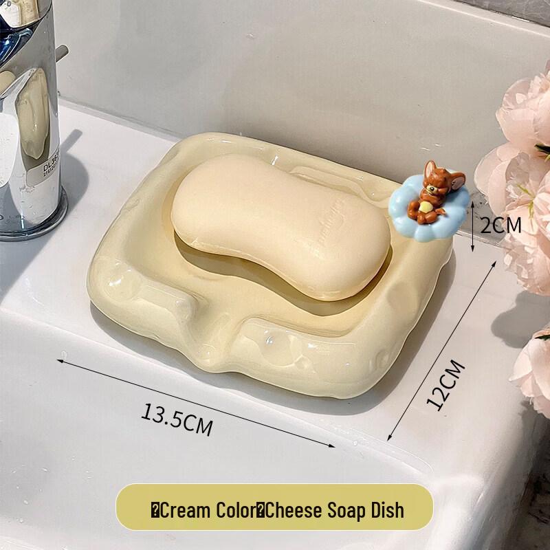 LIEI Ceramic Cheese Soap Dish with Drain