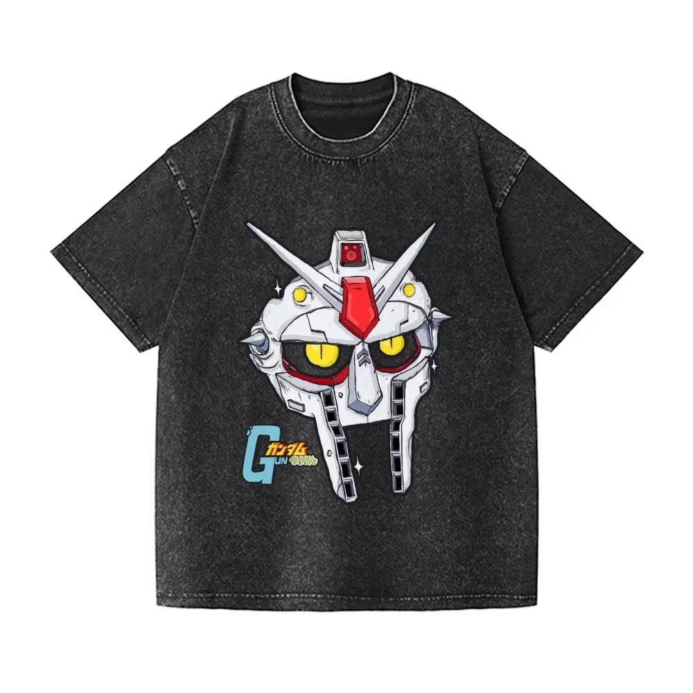 

Мужская футболка Gundam RX Винтажная с кислотной стиркой Маска MF DOOM Графика Меха Streetwear Ретро Аниме Мобильный доспех Футболки XL