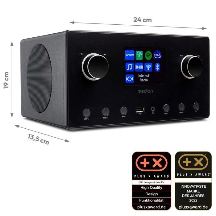 Radio Internet – MEDION MD89295 – 2x7,5W RMS + 15W Subwoofer – DAB+, FM, Bluetooth – Écran couleur – Noir