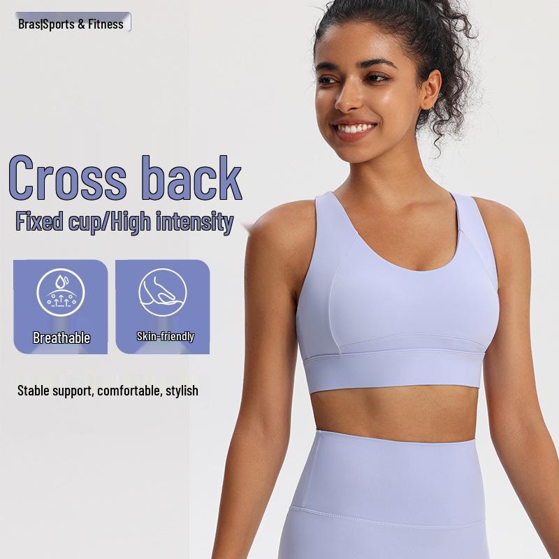 High-Intensity Shockproof Sports Bra with Side Support for Yoga, Running, and Fitness