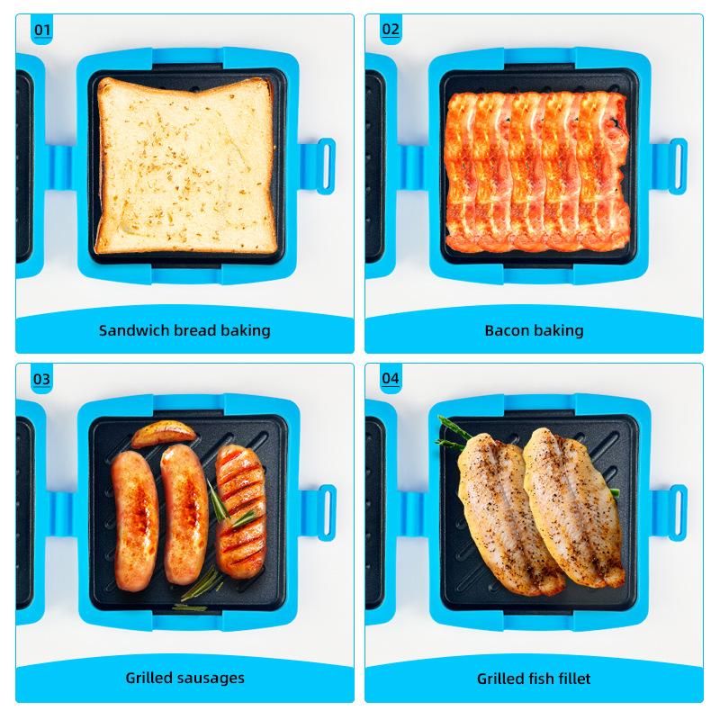 Microwave Toastie Sandwich Maker Food Grade Silicone with Butter Knife Dishwasher Safe Fast Cooking Kitchen Tools for Home
