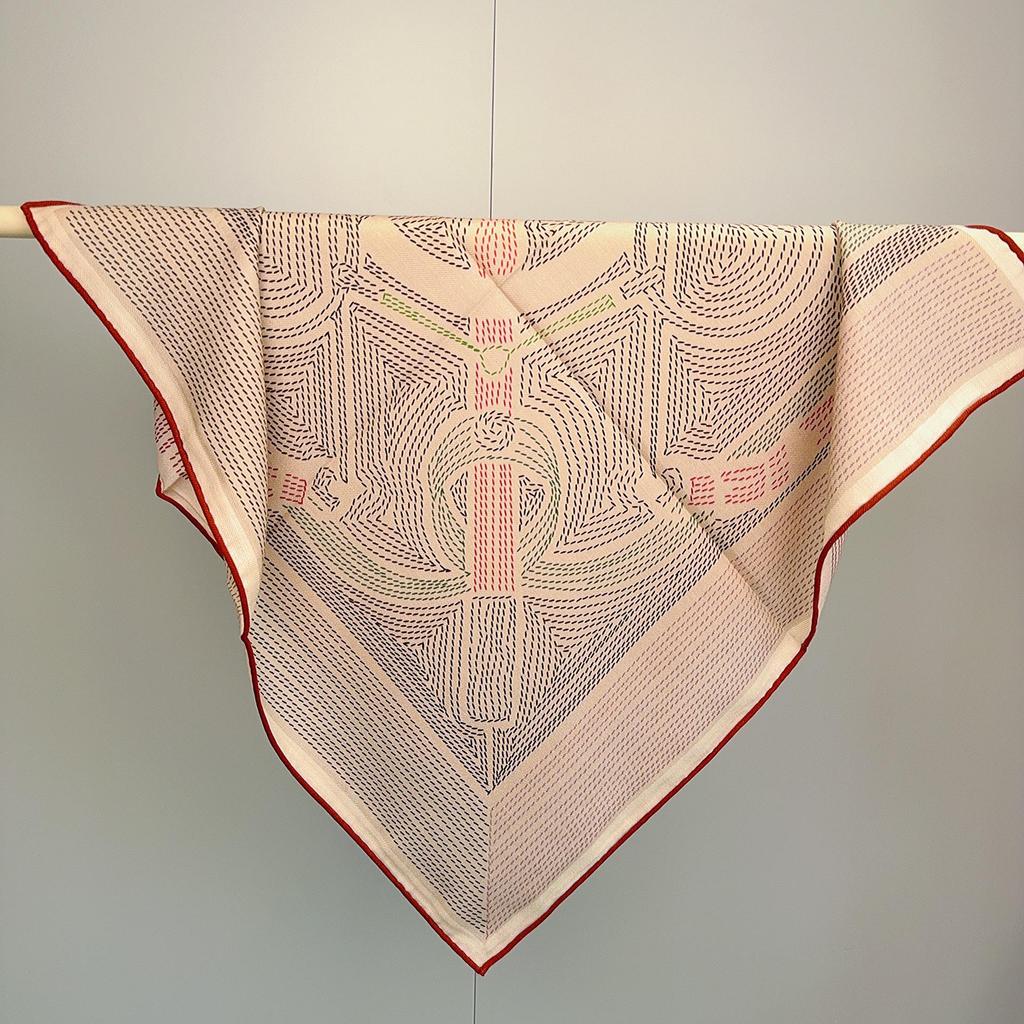 Autumn/Winter Silk Wool Scarf - Mulberry Silk Square with Hand-rolled Edges