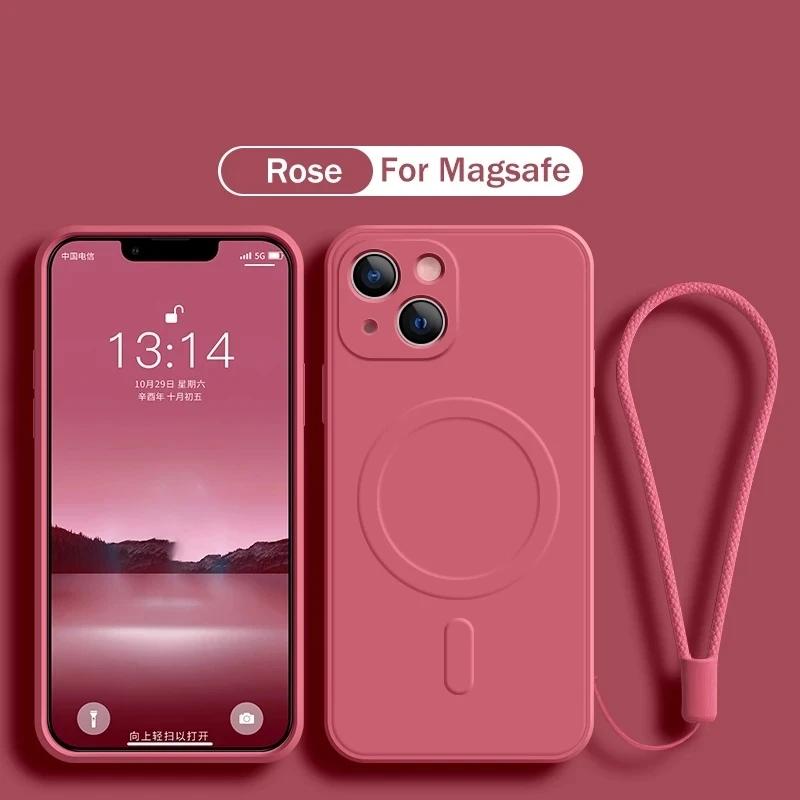 

Wrist Strap Silicone Phone Case For iPhone 17 Pro 16 14 13 15 Pro Max 12 11 Plus For Magsafe Magnetic Wireless Charging Cover For iphone11Pro