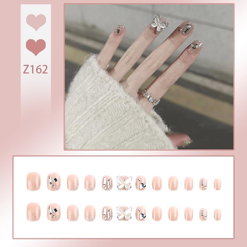 Press On Acrylic Fake Nails Set with Glue High Quality Handmade Nail Extension French Tips Woman False Short Nails Press Ons