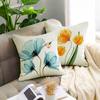 Flower Decorative Throw Pillow Covers 18x18 Inch Watercolor Floral Farmhouse Cushion Cover 4 Pcs Pink Yellow Purple Blue Tulip Pillow Case for Couch