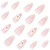 24pcs Manicure Long Almond False Nails Aurora Flower White Edge Press On Nails Detachable French Nail Tips DIY