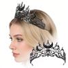Vintage Style Queen Crown Black Color Baroque Crown Dark Star Headpiece  for Women