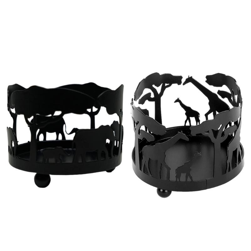 Stylish Black Candle Holder Exquisites Workmanship Giraffe Decoration for Home Creative Iron Candlestick, Animal Pattern