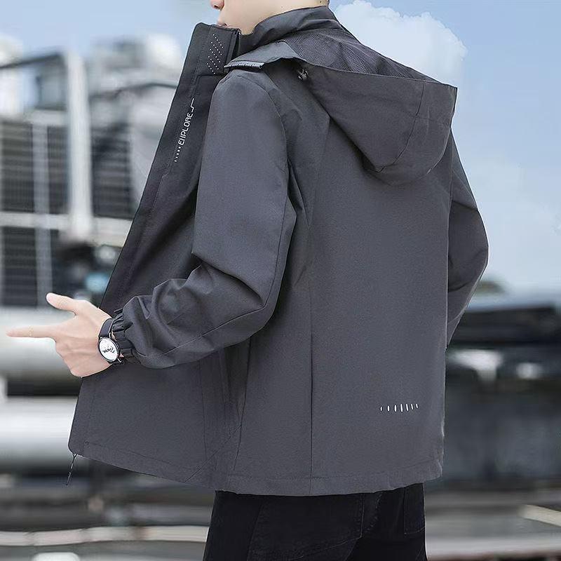 Men's Spring/Autumn Windbreaker with Detachable Hood - Waterproof, Windproof, Breathable Jacket for Outdoor and Casual Wear