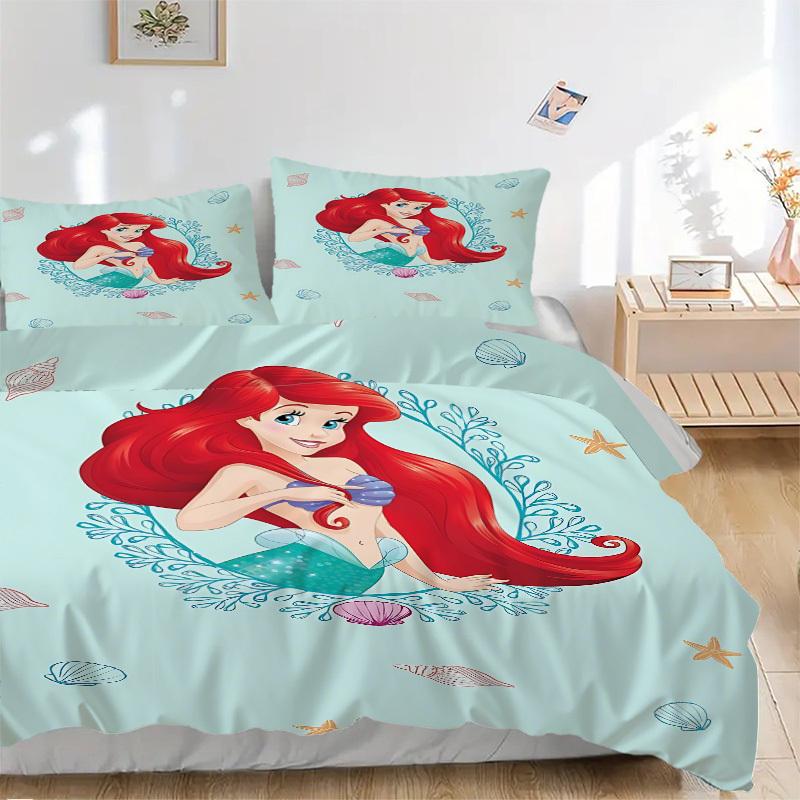 3pcs Mermaid Printed Bedding Set, Breathable And Soft, Machine Washable, Christmas Gift, Suitable for Bedroom Decoration, 108