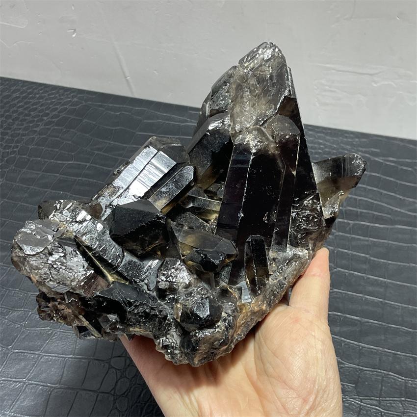 1.7kg Natural Black Smoky Quartz Crystal Cluster Point Mineral Specimen Reiki Healing Home Office Decoration Meditation