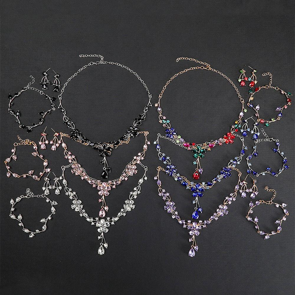 Sparkling Women's Rhinestone Jewelry Set Stud Earrings Bridal Crystal Jewelry Set Party Banquet