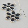 Faceted Black Onyx Earrings, Flower Design Earring, 925 Sterling Silver Handmade Earring, Gift for Her, December Birthstone