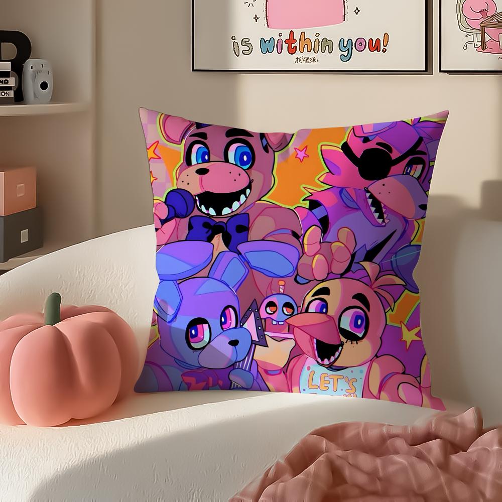 Horror Game FFive Nights At Freddys Cushion Cover Pillowcase Short Plush Invisible Zipper Room Sofa Cushion Cover