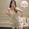 2026 Summer Women's Pajama Set: Built-in Bra Cloud Cotton Camisole with Round Neck, Princess Style 