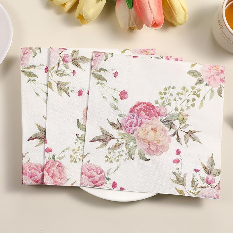 20Pcs/pack 33x33cm Plant Flower Printed Paper Tableware Disposable Napkin Tissues Home Wedding Party Decoration