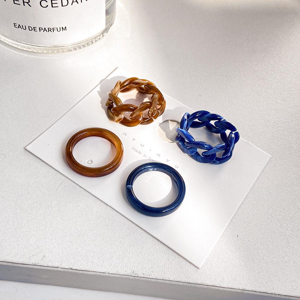 Jelly Color Chain Ring: Trendy Acrylic Resin Design
