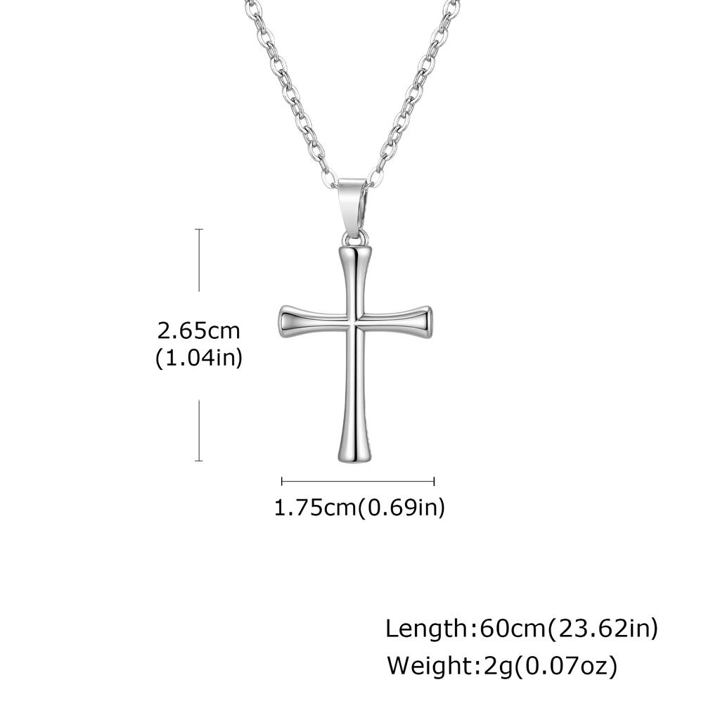 Casual Cross Necklace for Men Boys,Stainless Steel Silver Color Cross Pendant,Basic Cross Pendant Necklace Gift