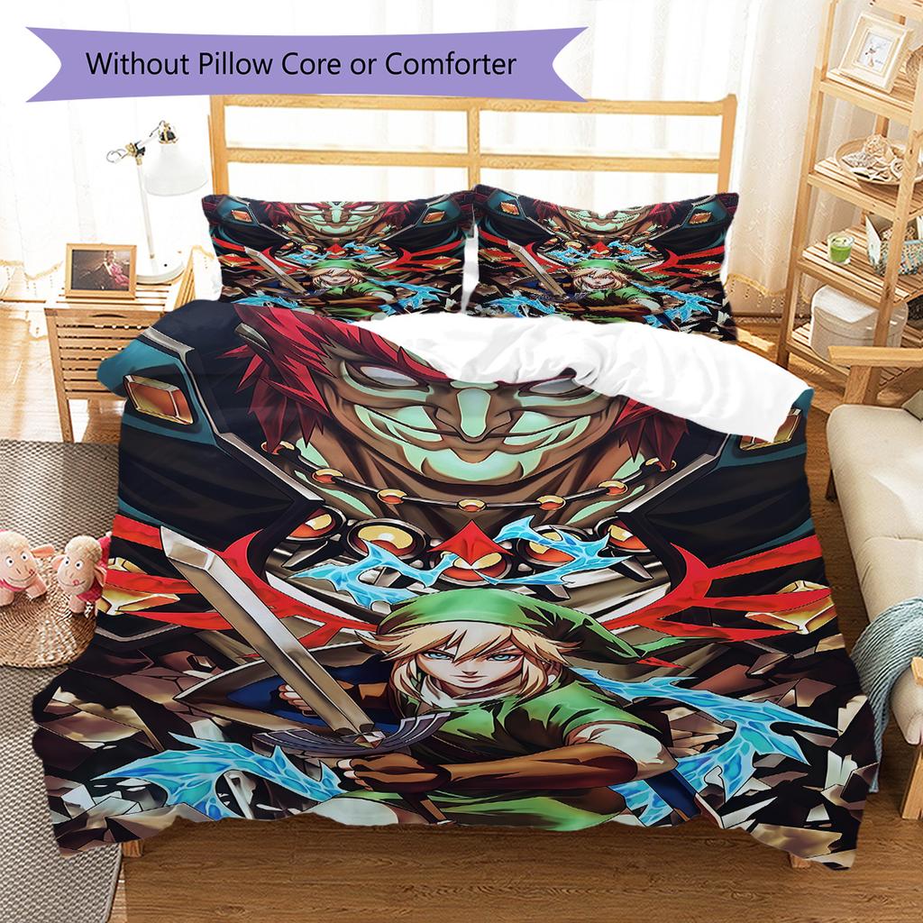 Adventure Game Pattern Bedding Quilt Set Quilt Cover Pillowcase Home Decoration Birthday Gift (1 * Duvet Cover + 2 * Pillowcase, Without Core)