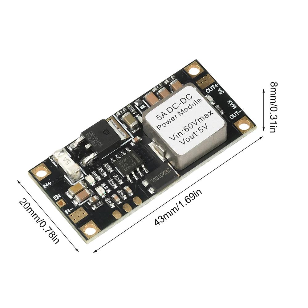 High-Power 5A DC-DC Step-down Module 6.5V-60V to 5V/12V Buck Module with Stable Output And High Conversion Rate for Electronics