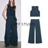 Flap Decoration V Neck Double Breasted Sleeveless Vest 7943457 Minimalist All-Matching Comfortable Pleated Pants 2261457