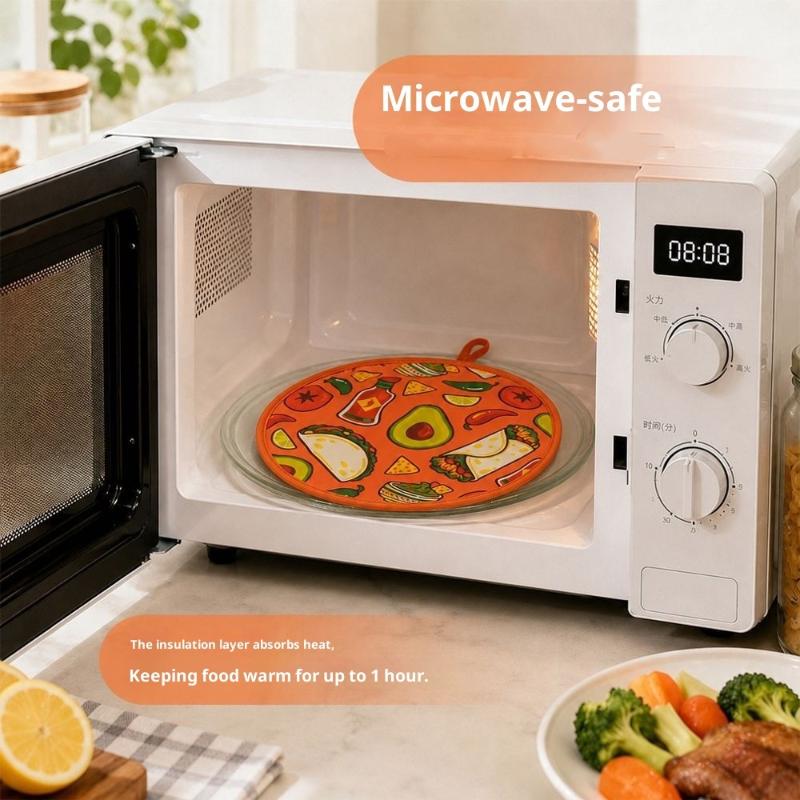 Tragbare Tortilla-Wärmetasche Rund Wiederverwendbar Burrito Stofftasche Hitzebeständig Mit Griff Pfannkuchen Thermotasche Mikrowelle