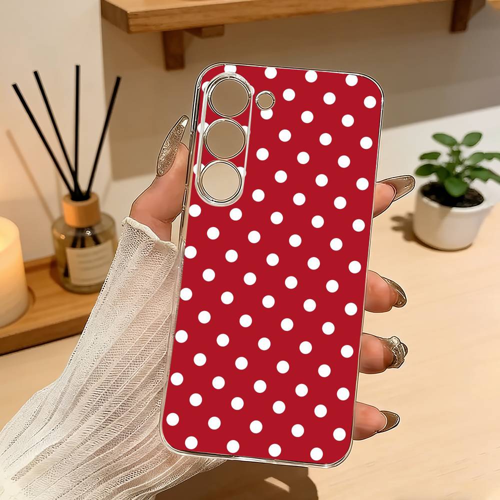 Ins Style P-Polka Dot Vintage Phone Case For Samsung Galaxy A71,A70,A52,A51,A40,A30 Transparent Cover