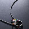 Pride Day Ring Pendant Necklace Turkish Charm Titanium Steel Necklace Rainbow Necklace  Pride Month