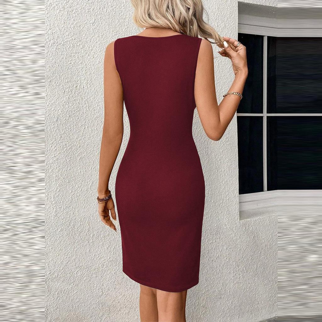 Women's Fashion Summer Color Dress Casual Beach Dress Slim Holiday Dress