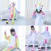 Fluffy Flannel Unicorn Hooded Pajamas Jumpsuit For Kids Winter